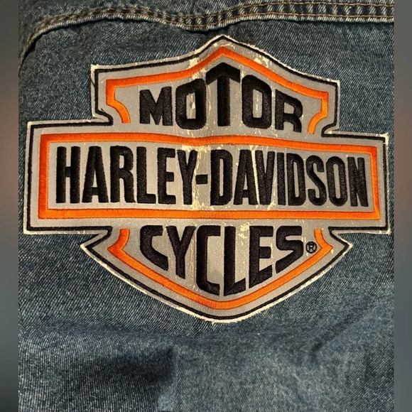 International Denim 3XL Jean Jacket with Harley Davidson patches - Picture 9 of 9